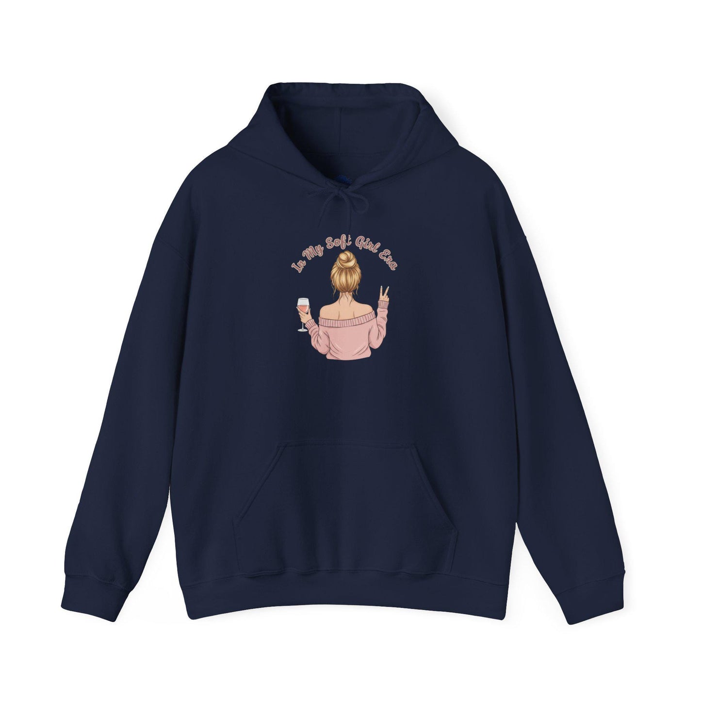Soft Girl Wine Quote Hoodie | Cute Feminine Aesthetic, Pastel Text
