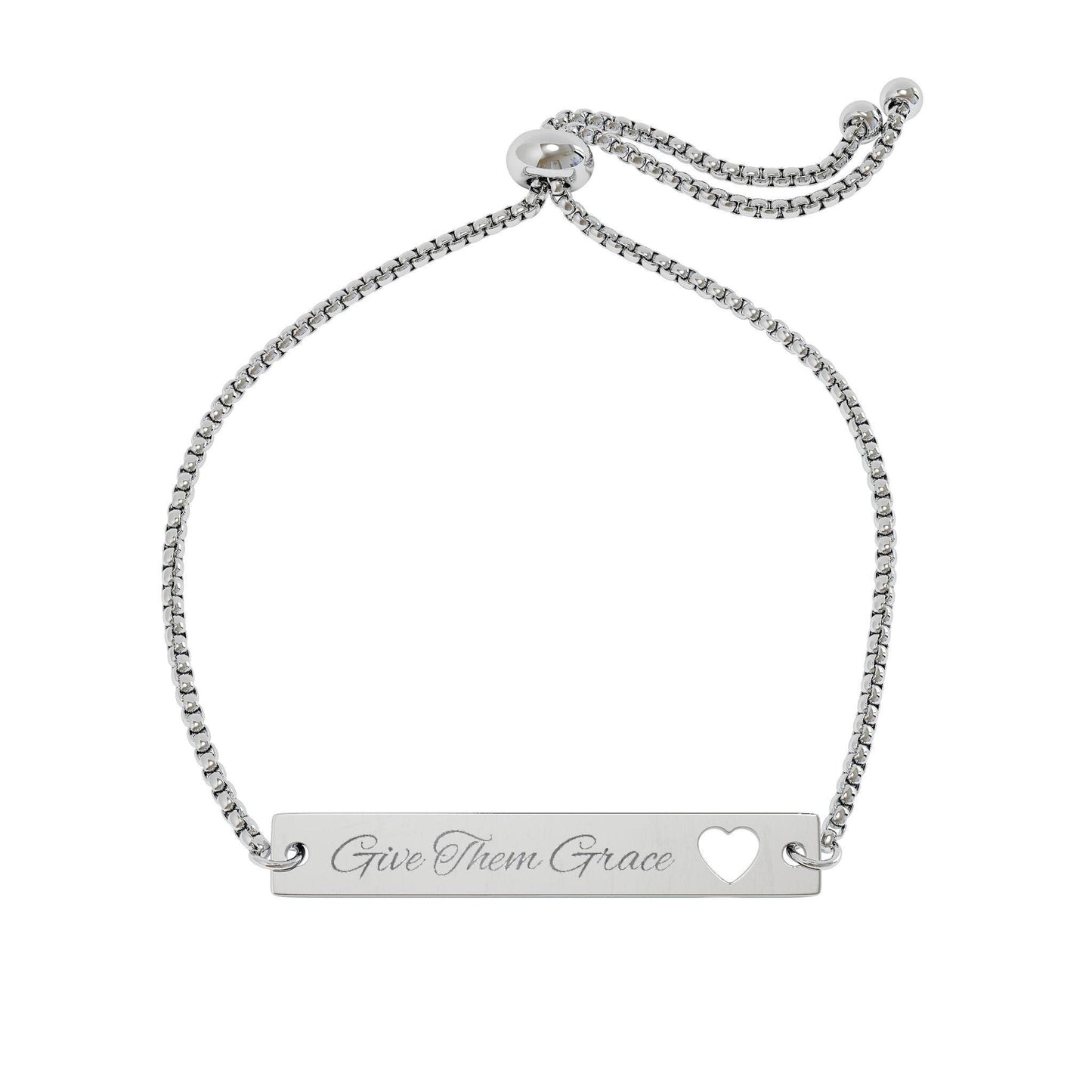 Love Quote Heart Cutout Bracelet | Adjustable Engraving Bar