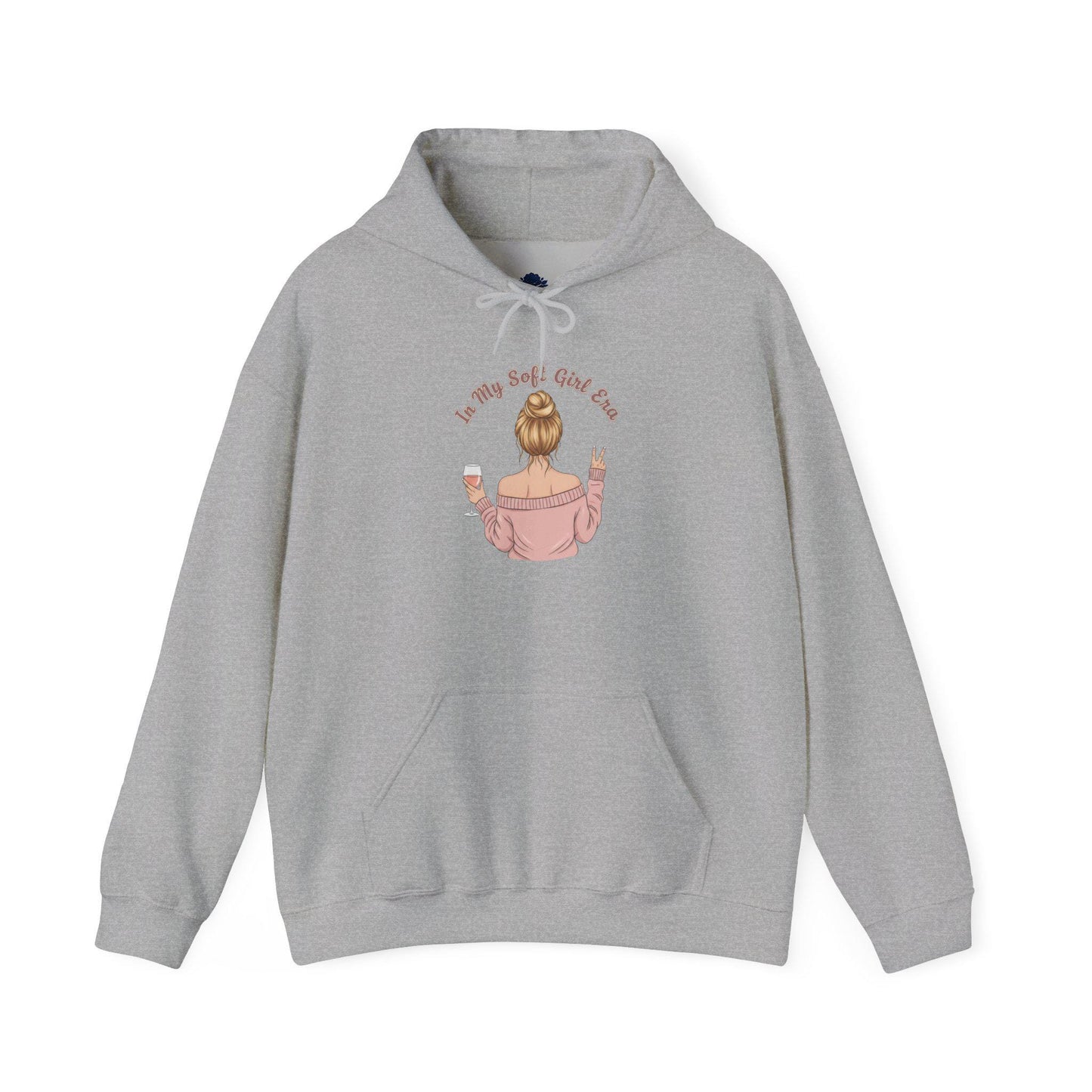 Soft Girl Wine Quote Hoodie | Cute Feminine Aesthetic, Pastel Text
