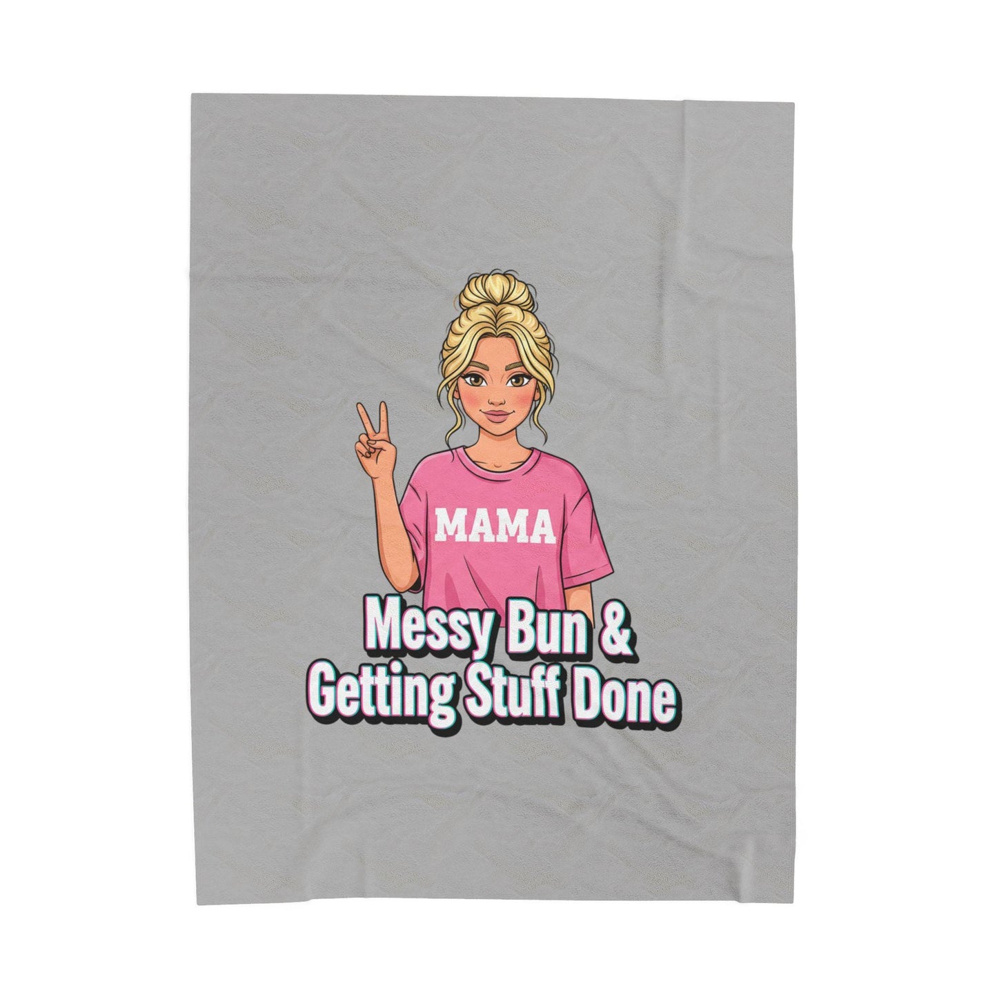 Messy Bun & Getting Stuff Done Velveteen Plush Blanket | Mama Illustration