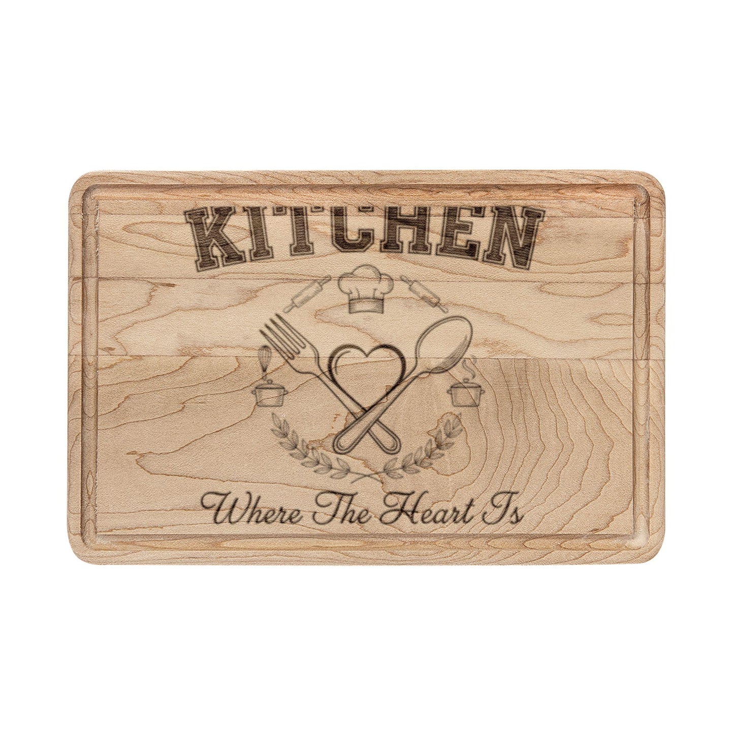 Kitchen Heart Wreath Wooden Cutting Board