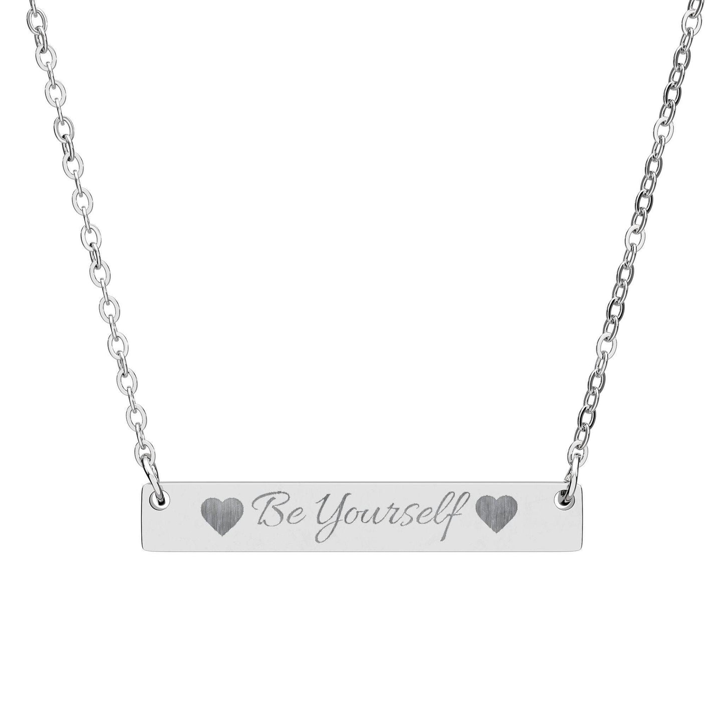 Cute Quote Engraved Horizontal Bar Necklace | Personalized Engraving