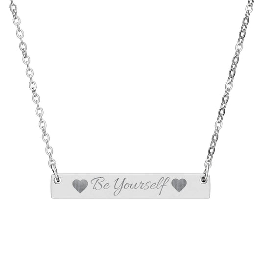 Cute Quote Engraved Horizontal Bar Necklace | Personalized Engraving