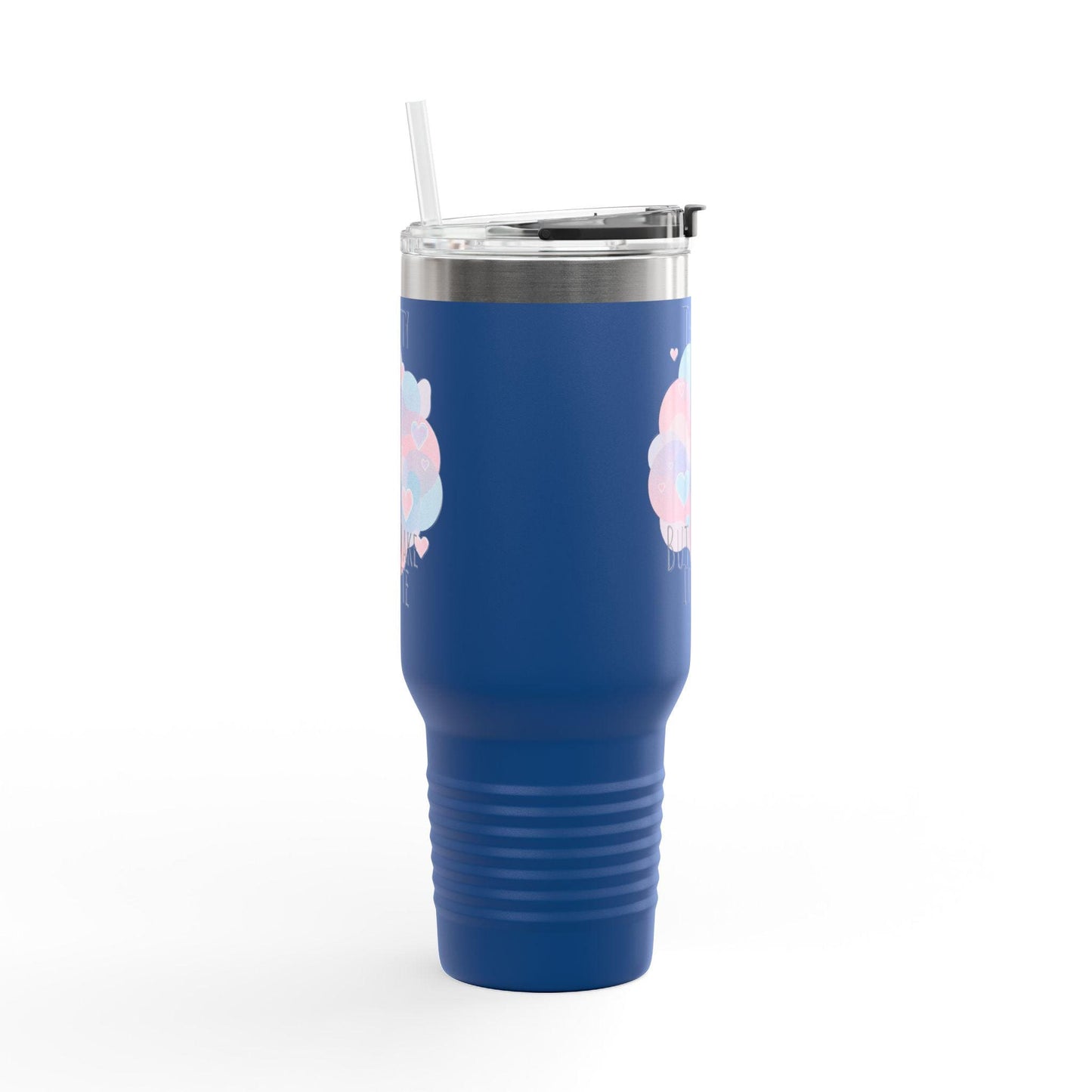 Thirsty Cute Quote Hearts Insulated Travel Mug 40oz, Pastel Drink Tumbler
