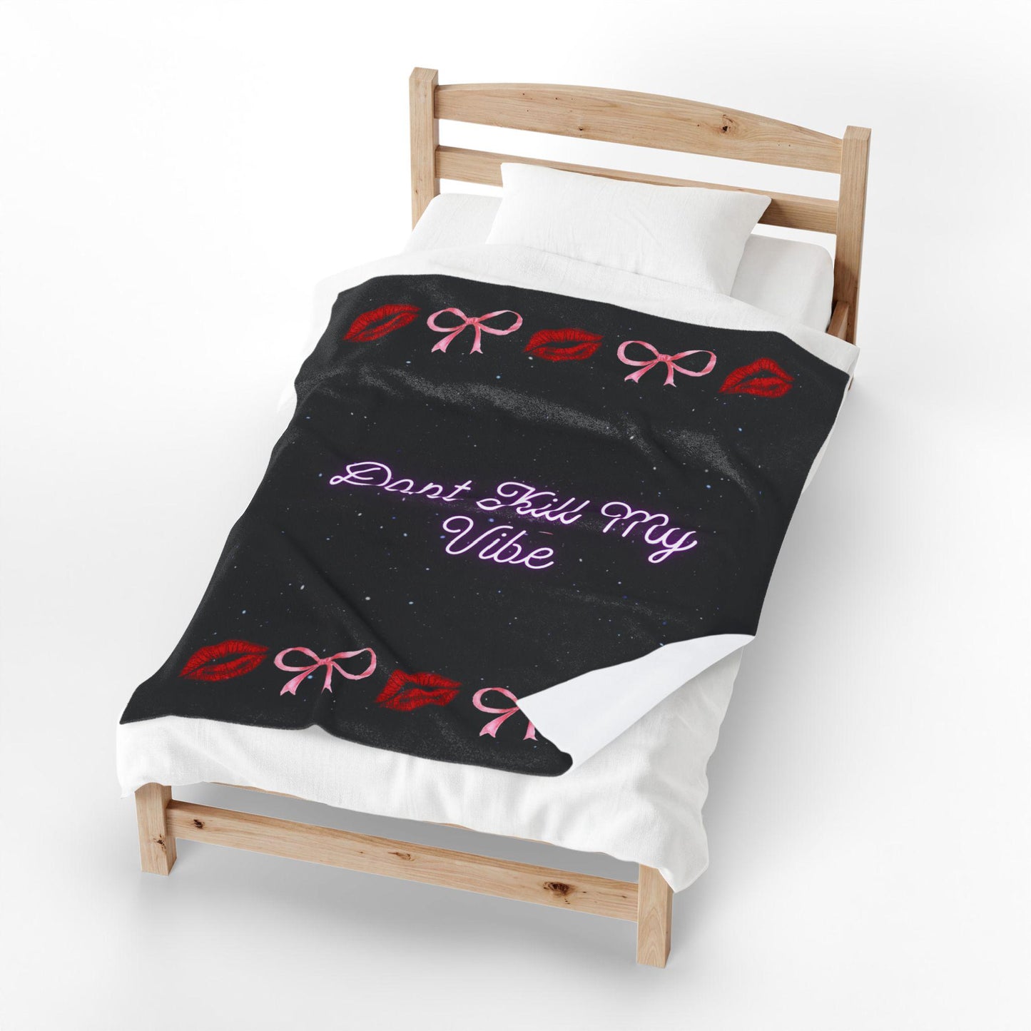 Velveteen Plush Blanket velveteen plush blanket with bows, cozy warm vibe