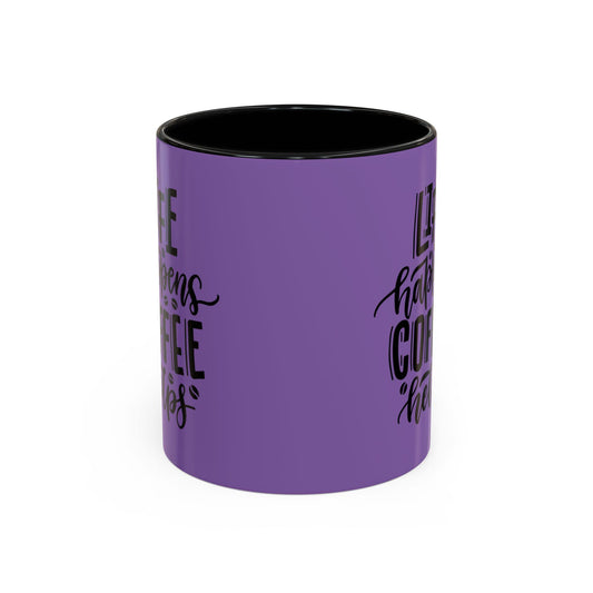 Life Happens Coffee Helps Mug | Accent Coffee Mug, Purple