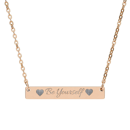 Cute Quote Engraved Horizontal Bar Necklace | Personalized Engraving