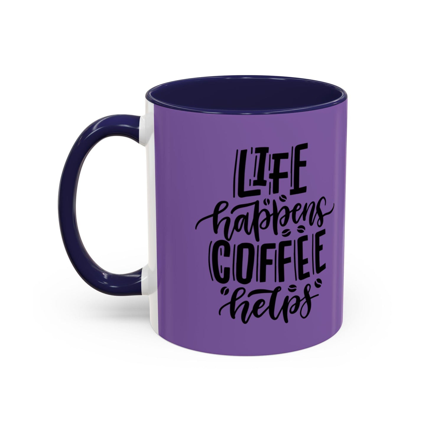 Life Happens Coffee Helps Mug | Accent Coffee Mug, Purple