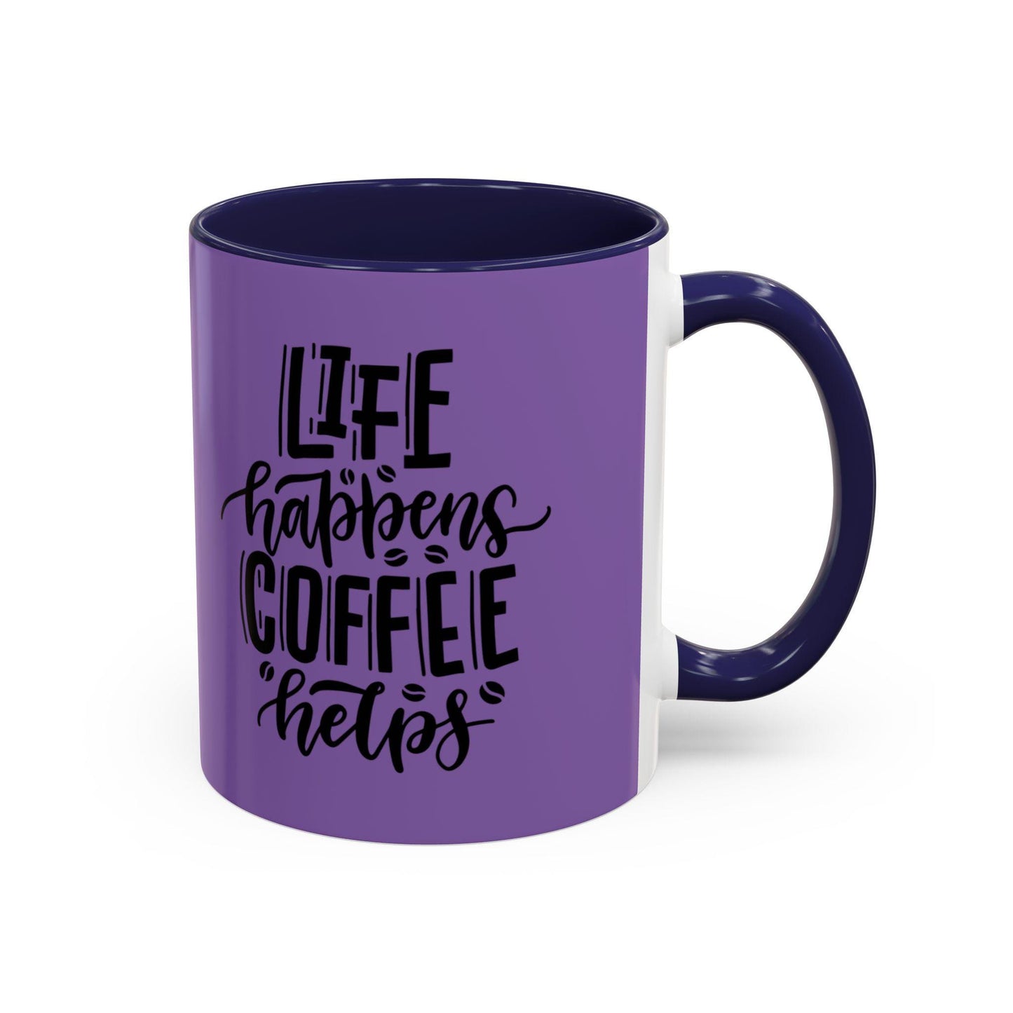 Life Happens Coffee Helps Mug | Accent Coffee Mug, Purple