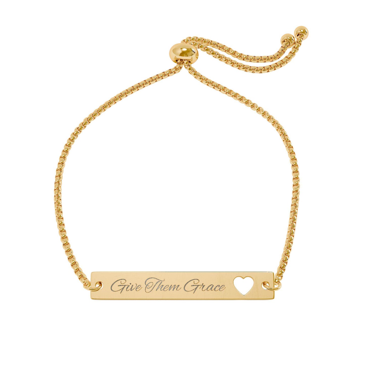 Love Quote Heart Cutout Bracelet | Adjustable Engraving Bar