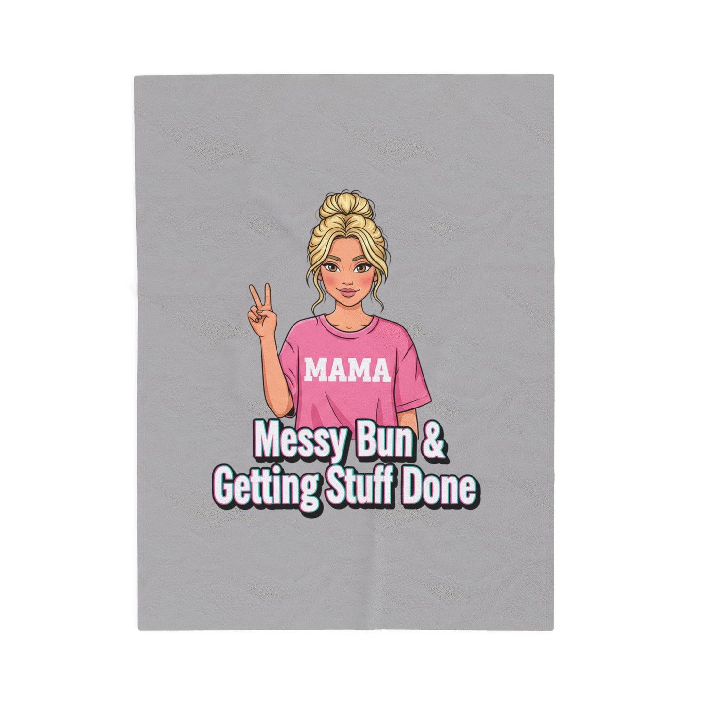 Messy Bun & Getting Stuff Done Velveteen Plush Blanket | Mama Illustration