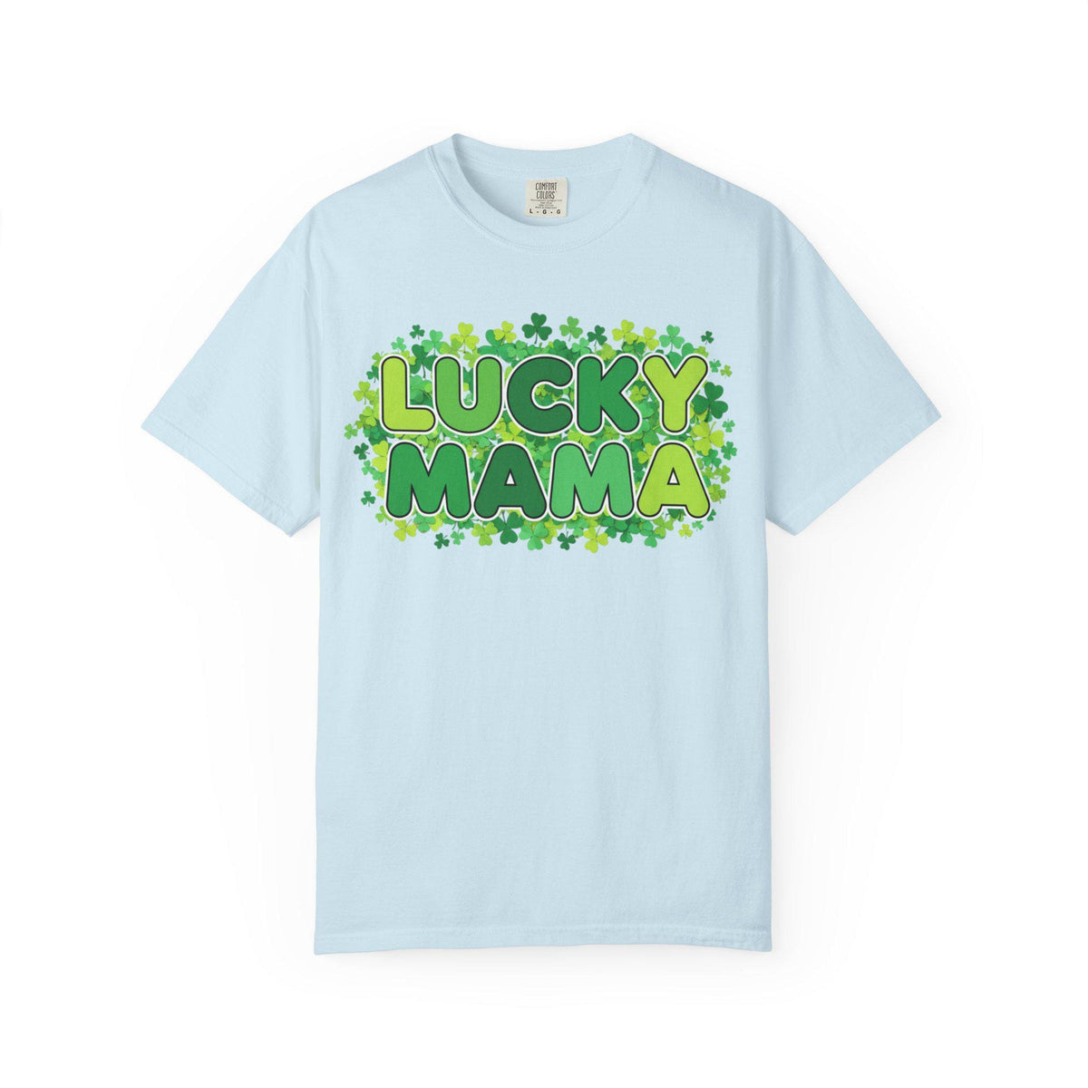 Lucky Mama T-Shirt | St. Patrick's Day shamrock graphic, green lettering