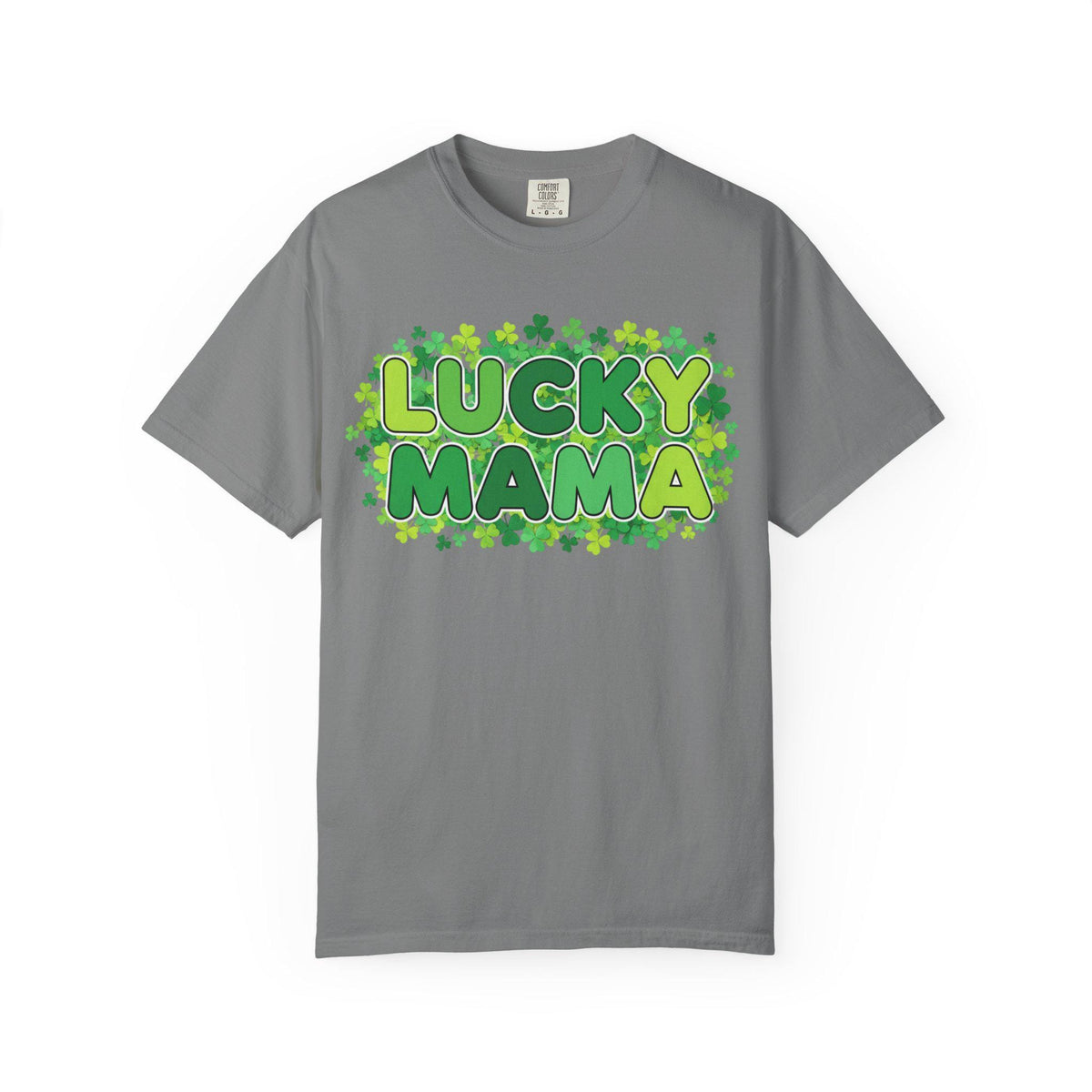 Lucky Mama T-Shirt | St. Patrick's Day shamrock graphic, green lettering