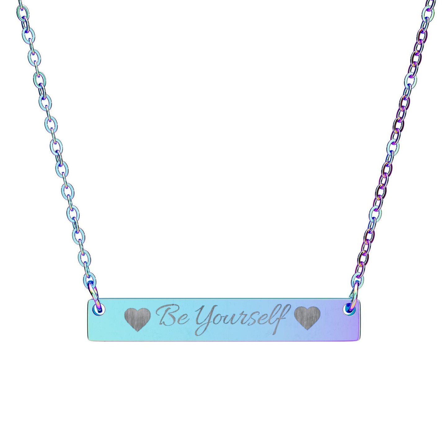Cute Quote Engraved Horizontal Bar Necklace | Personalized Engraving