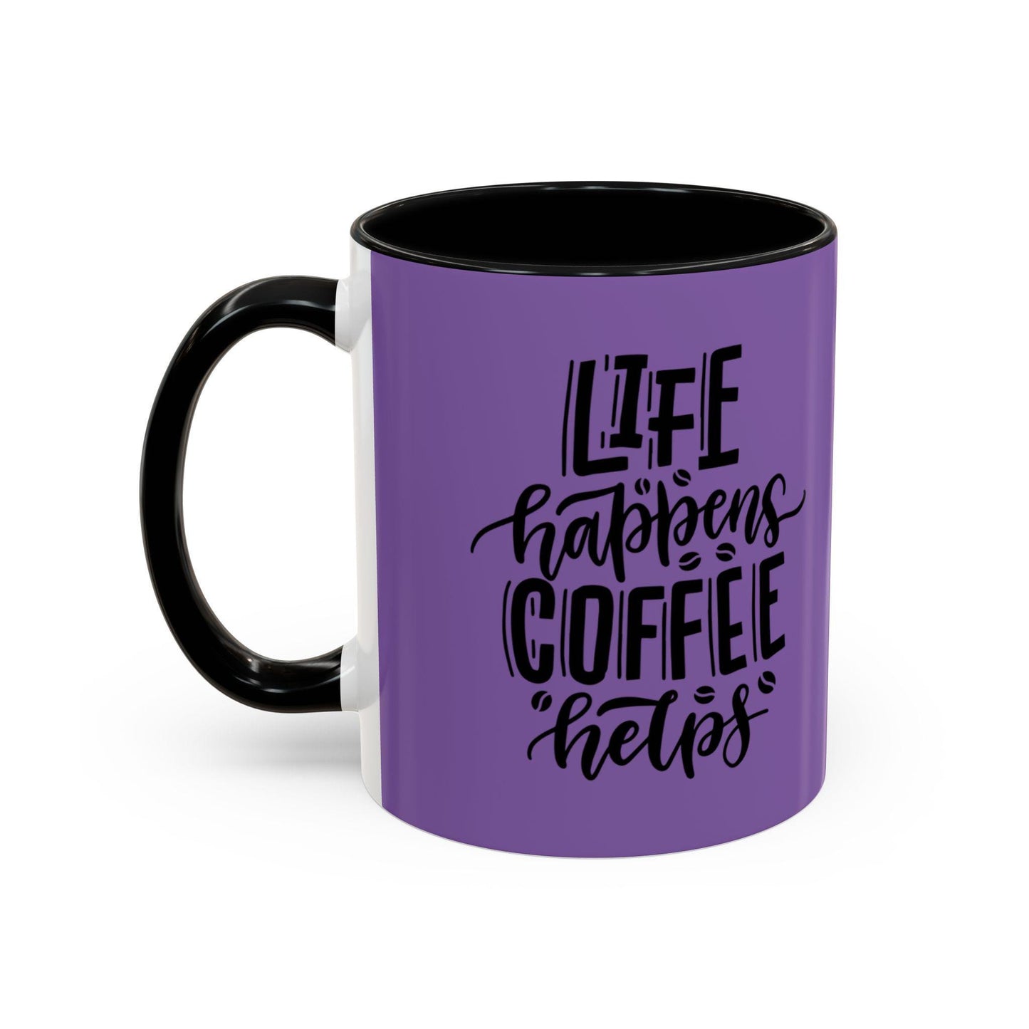Life Happens Coffee Helps Mug | Accent Coffee Mug, Purple