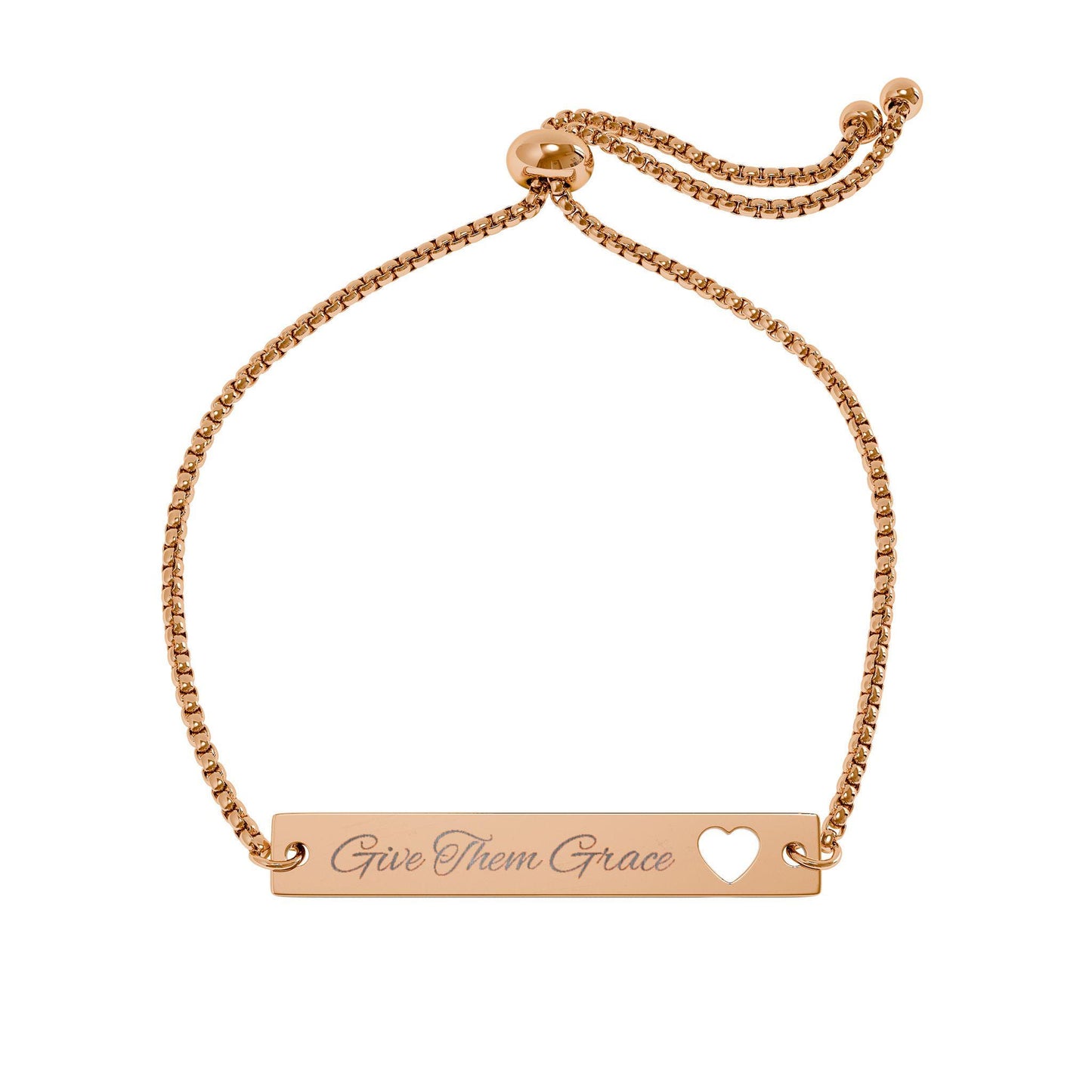 Love Quote Heart Cutout Bracelet | Adjustable Engraving Bar