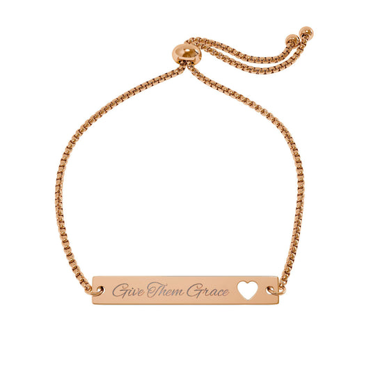 Love Quote Heart Cutout Bracelet | Adjustable Engraving Bar