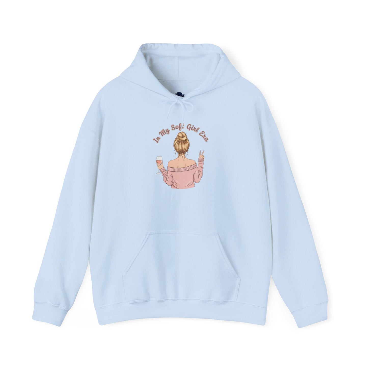 Soft Girl Wine Quote Hoodie | Cute Feminine Aesthetic, Pastel Text
