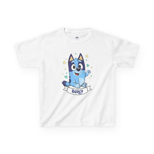 Bluey Cartoon Puppy Kids Tee | Cute Animated Dog Character, Name Banner