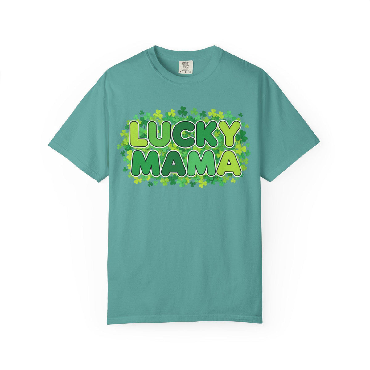 Lucky Mama T-Shirt | St. Patrick's Day shamrock graphic, green lettering