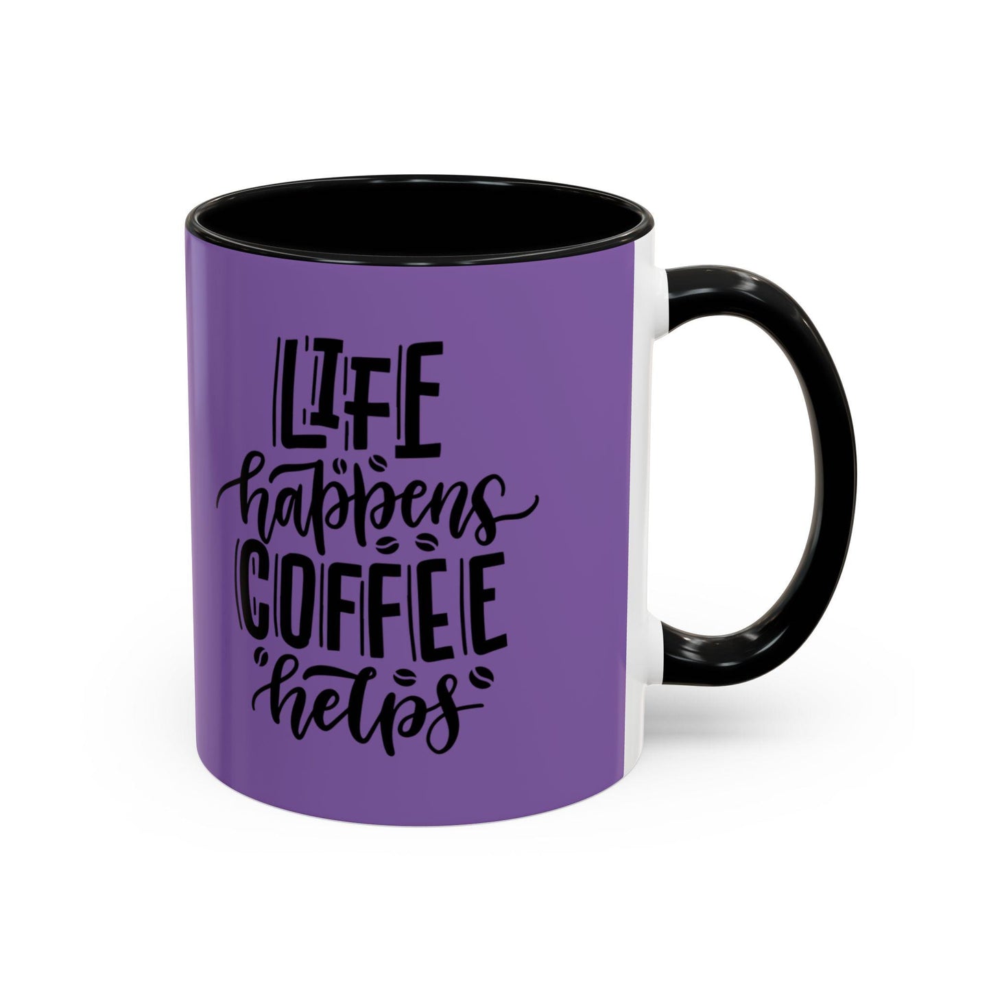 Life Happens Coffee Helps Mug | Accent Coffee Mug, Purple