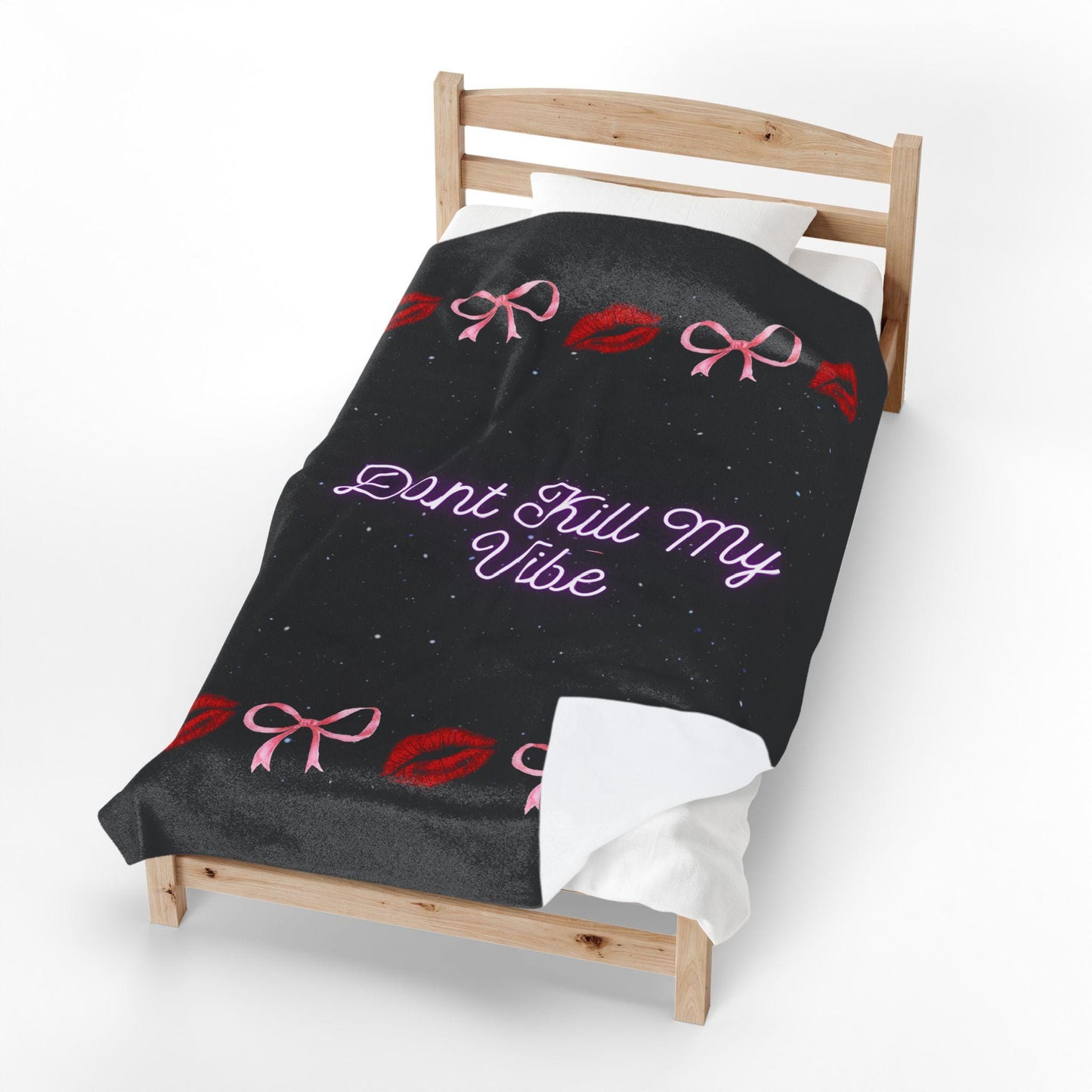 Velveteen Plush Blanket velveteen plush blanket with bows, cozy warm vibe