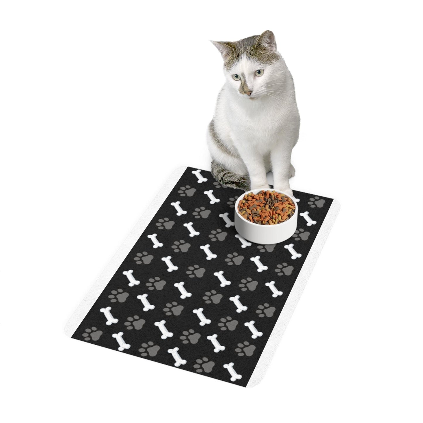 Dog Paw and Bone Pattern Pet Food Mat (12x18)