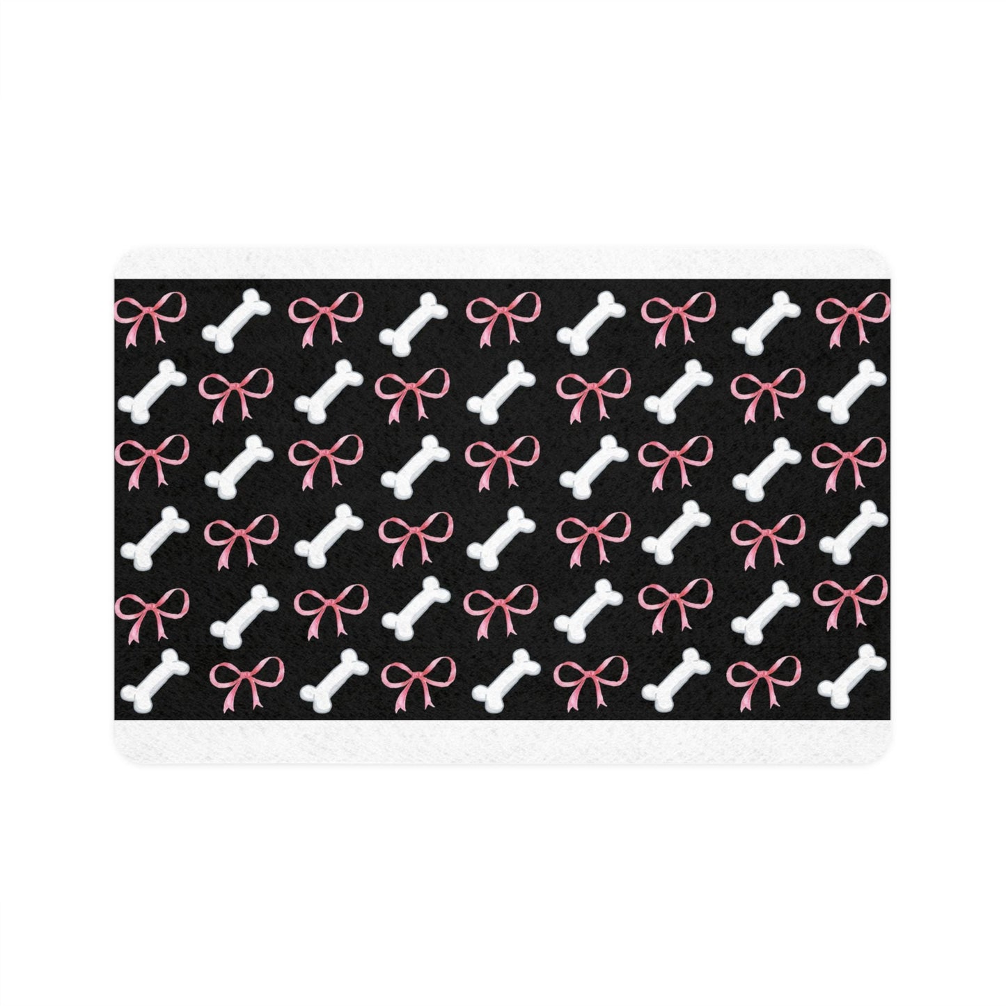 Pink Bow and White Bone Pattern Pet Food Mat