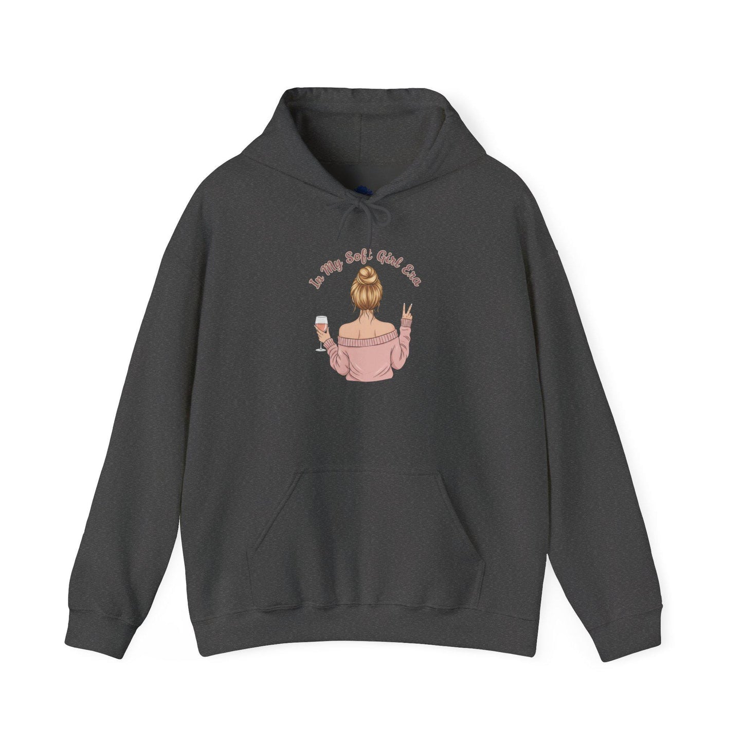 Soft Girl Wine Quote Hoodie | Cute Feminine Aesthetic, Pastel Text