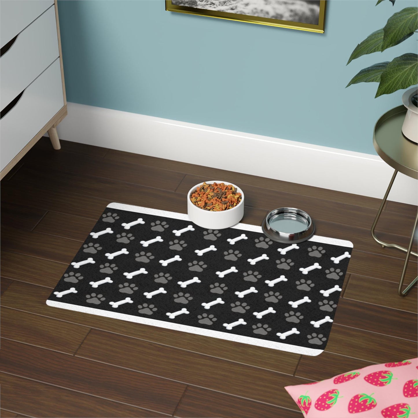 Dog Paw and Bone Pattern Pet Food Mat (12x18)