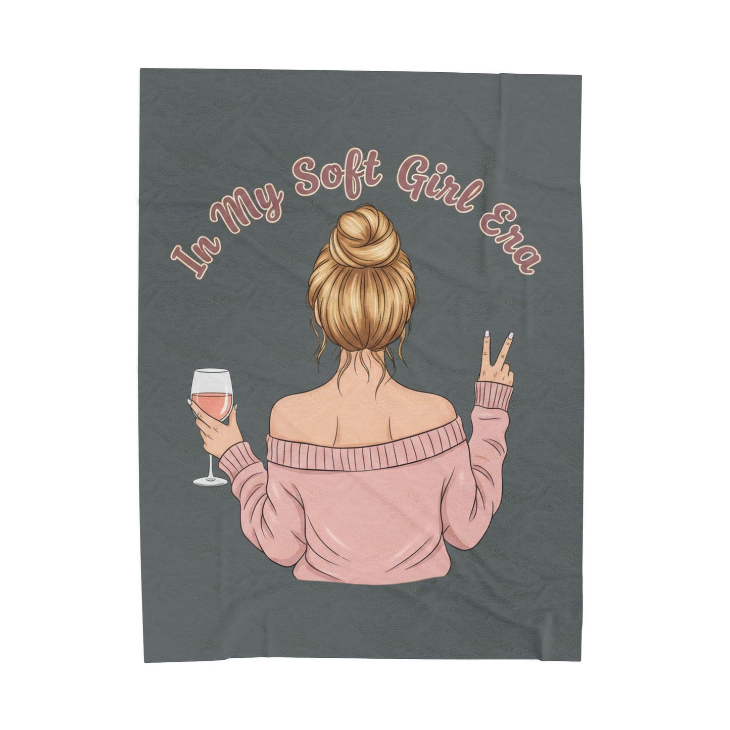 Soft Girl Wine Quote Velveteen Plush Blanket | Cozy Script Design